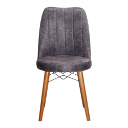 Καρέκλα Nevis I pakoworld ανθρακί antique ύφασμα-καρυδί πόδι (47x50x91εκ)