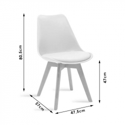 Καρέκλα Gaston pakoworld PP-PU λευκό-φυσικό πόδι 53.5x48.5x83εκ