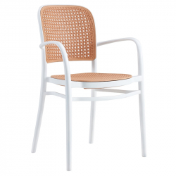 Πολυθρόνα Juniper pakoworld με UV protection PP μπεζ- λευκό 56x52.5x86.5εκ. (56x52,5x86,5εκ)