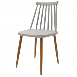 Καρέκλα Aurora pakoworld PP γκρι-φυσικό πόδι 43x48x79εκ. (43x48x79εκ)