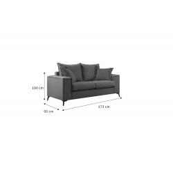 Καναπές Verona 2θέσιος cream - μαξιλάρια mocha 173x93x100εκ