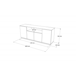 Μπουφές Placefol pakoworld μελαμίνης λευκό-φυσικό 180x44.5x75εκ