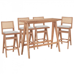 Τραπεζαρία μπαρ Winslow pakoworld σετ 5τεμ ξύλο rubberwood ανοιχτό καρυδί 120x45x100εκ