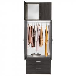 Ντουλάπα δίφυλλη και πατάρι Zelia pakoworld wenge 79x42x240εκ. (79x42x240εκ)