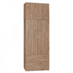 Ντουλάπα δίφυλλη και πατάρι Zelia pakoworld φυσικό 79x42x240εκ. (79x42x240εκ)