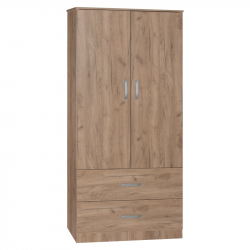Ντουλάπα δίφυλλη και πατάρι Zelia pakoworld φυσικό 79x42x240εκ. (79x42x240εκ)
