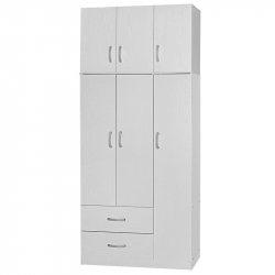 Ντουλάπα τρίφυλλη και πατάρι Zelia pakoworld λευκό 90x42x240εκ. (90x42x240εκ)