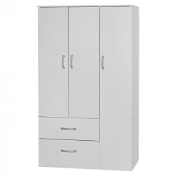 Ντουλάπα τρίφυλλη και πατάρι Zelia pakoworld λευκό 90x42x240εκ. (90x42x240εκ)