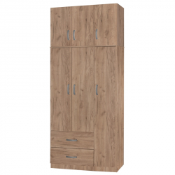 Ντουλάπα τρίφυλλη και πατάρι Zelia pakoworld φυσικό 90x42x240εκ. (90x42x240εκ)