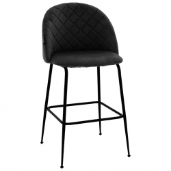 Σκαμπό bar Kudos pakoworld μεταλλικό μαύρο-βελούδο μαύρο (49x47x94εκ)