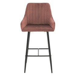 Σκαμπό bar Patrin pakoworld μεταλλικό μαύρο-βελούδο σάπιο μήλο (49x48x98εκ)