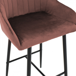 Σκαμπό bar Patrin pakoworld μεταλλικό μαύρο-βελούδο σάπιο μήλο (49x48x98εκ)