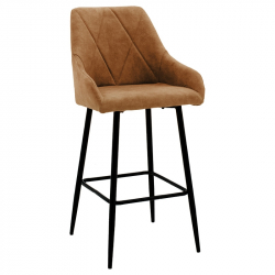 Σκαμπό bar Empower pakoworld μεταλλικό μαύρο-ύφασμα antique καφέ (49x49x97εκ)