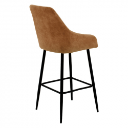 Σκαμπό bar Empower pakoworld μεταλλικό μαύρο-ύφασμα antique καφέ (49x49x97εκ)