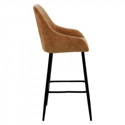 Σκαμπό bar Empower pakoworld μεταλλικό μαύρο-ύφασμα antique καφέ (49x49x97εκ)