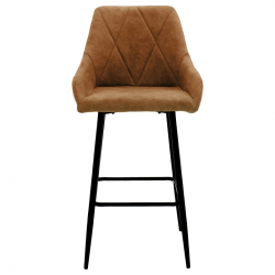 Σκαμπό bar Empower pakoworld μεταλλικό μαύρο-ύφασμα antique καφέ (49x49x97εκ)
