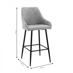 Σκαμπό bar Empower pakoworld μεταλλικό μαύρο-ύφασμα antique καφέ (49x49x97εκ)