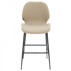 Σκαμπό bar Impel pakoworld μεταλλικό μαύρο-ύφασμα μπεζ (48x61x103εκ)