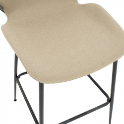 Σκαμπό bar Impel pakoworld μεταλλικό μαύρο-ύφασμα μπεζ (48x61x103εκ)