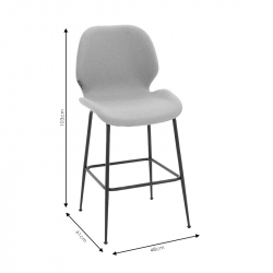 Σκαμπό bar Impel pakoworld μεταλλικό μαύρο-ύφασμα μπεζ (48x61x103εκ)