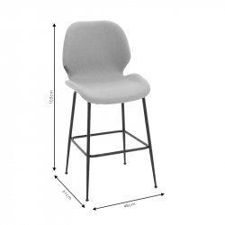 Σκαμπό bar Impel pakoworld μεταλλικό μαύρο-ύφασμα μπεζ (48x61x103εκ)