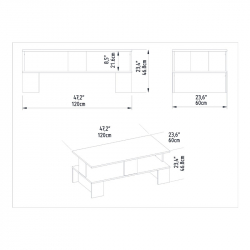 Τραπέζι σαλονιού Olly pakoworld λευκό 120x60x47εκ