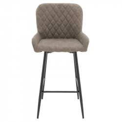 Σκαμπό bar Delicacy pakoworld μεταλλικό μαύρο-ύφασμα antique γκρι-καφέ antique (49x49x98εκ)