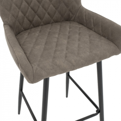 Σκαμπό bar Delicacy pakoworld μεταλλικό μαύρο-ύφασμα antique γκρι-καφέ antique (49x49x98εκ)