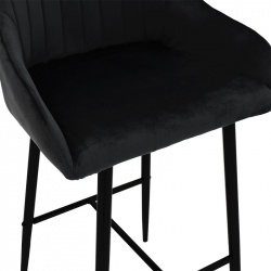 Σκαμπό bar Patrin pakoworld μεταλλικό μαύρο-βελούδο μαύρο (49x48x98εκ)