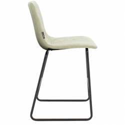 Σκαμπό bar Desirable pakoworld μεταλλικό μαύρο-ύφασμα ανοιχτό γκρι antique (44x55x97εκ)