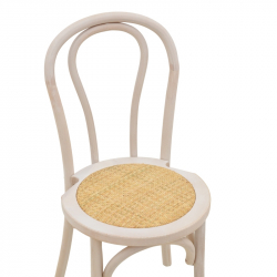 Καρέκλα στοιβαζόμενη Βιέννης Azhel pakoworld white wash ξύλο οξιάς-έδρα φυσικό rattan 41x50x89εκ