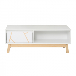 Τραπέζι σαλονιού Aria pakoworld λευκό-φυσικό 100x50x37 εκ