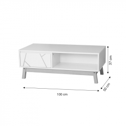 Τραπέζι σαλονιού Aria pakoworld λευκό-φυσικό 100x50x37 εκ