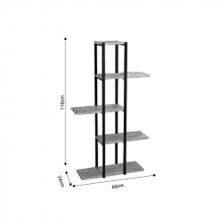 Επιδαπέδια ραφιέρα Ploko pakoworld oak μελαμίνης-μαύρο μέταλλο 60x24x110εκ