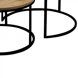 Τραπέζια σαλονιού Solme pakoworld σετ 2τεμ φυσικό μελαμίνης-μαύρο μέταλλο (75x75x45εκ)