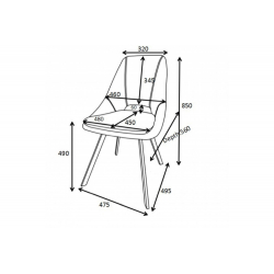 Καρέκλα Initiate pakoworld γκρι μπουκλέ ύφασμα-πόδι μαύρο μέταλλο 48x57x85εκ