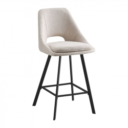 Σκαμπό μπαρ Initiate pakoworld κρεμ μπουκλέ ύφασμα-πόδι μαύρο μέταλλο 48x56x98εκ