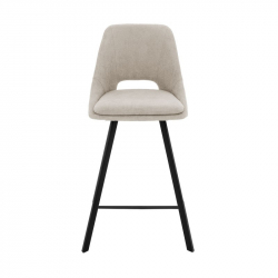 Σκαμπό μπαρ Initiate pakoworld κρεμ μπουκλέ ύφασμα-πόδι μαύρο μέταλλο 48x56x98εκ