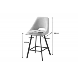 Σκαμπό μπαρ Initiate pakoworld κρεμ μπουκλέ ύφασμα-πόδι μαύρο μέταλλο 48x56x98εκ