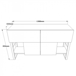 Μπουφές Jaydon pakoworld μελαμίνης φυσικό-μαύρο 139x43x83.5εκ