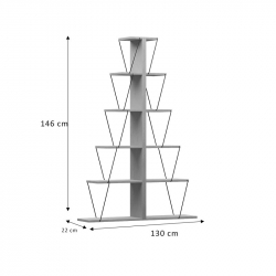 Βιβλιοθήκη mini Tars pakoworld ανθρακί-μαύρο 130x22x146εκ