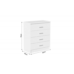 Συρταριέρα OLYMPUS pakoworld με 4 συρτάρια χρώμα λευκό 80x40x95εκ