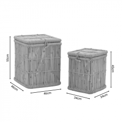 Καλάθι απλύτων Dremia Inart σετ 2 τεμαχίων φυσικό μπαμπού (46x46x55εκ)