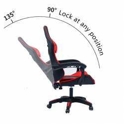 Καρέκλα γραφείου gaming William pakoworld PU μαύρο-κόκκινο (60x59x108εκ)