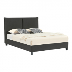 Κρεβάτι διπλό Majus pakoworld ύφασμα ανθρακί-beige 160x200εκ