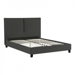 Κρεβάτι διπλό Majus pakoworld ύφασμα ανθρακί-beige 160x200εκ
