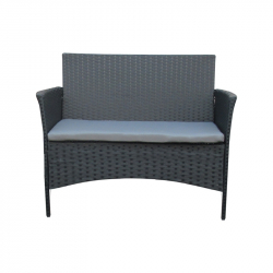 Σαλόνι κήπου Calmness pakoworld σετ 4τμχ rattan μαύρο-ύφασμα γκρι (104x55,5x79εκ)