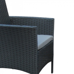 Σαλόνι κήπου Calmness pakoworld σετ 4τμχ rattan μαύρο-ύφασμα γκρι (104x55,5x79εκ)
