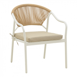 Σαλόνι Bonanza pakoworld σετ 4τμχ rattan μπεζ-αλουμίνιο λευκό (124x64x78εκ)