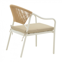 Σαλόνι Bonanza pakoworld σετ 4τμχ rattan μπεζ-αλουμίνιο λευκό (124x64x78εκ)